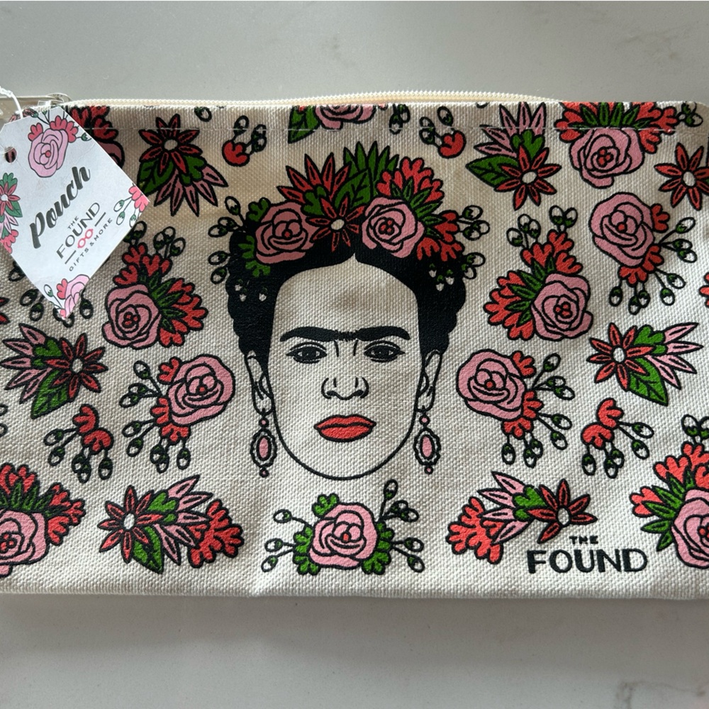 Frida Kahlo Floral Canvas Pouch